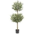NearlyNatural 4.5 Olive Double Topiary Silk Tree Green
