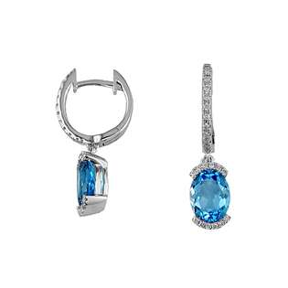 Grande Jewelry Ladies Diamond & Blue Topaz Earring in 14K White Gold 