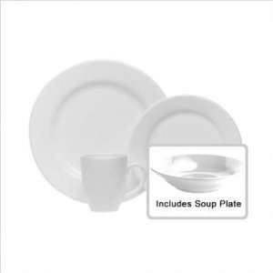  White 4pc Boxed Placesetting with Rimmed Soup Plate by 