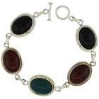 Sabrina Silver Sterling Silver Multi Color Stone Oval Link 7 in 