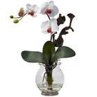   Mini Phalaenopsis w/Fluted Vase Silk Flower Arrangement White