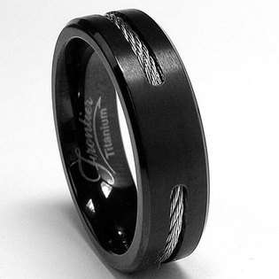 ultimatemetalsco Black Titanium ring Wedding band with Stainless 