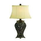   Edison Base Table Lamp, Cut Out Antique Gold, Ivory Soft Back Shade