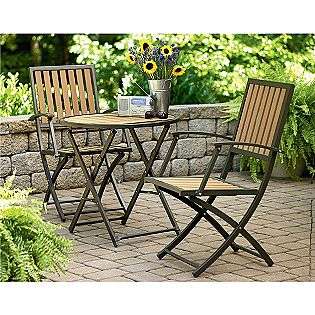 Steel Folding Chair w/ Faux Wood Slats and Arms*  Garden Oasis Outdoor 