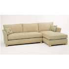   Designs 2 pc custom sectional sofa with wood trim and flaired arms
