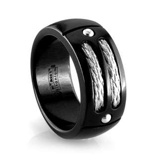 black titanium and silver ring the bands collection size 13