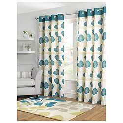 Buy Tesco Poppy Print lined eyelet Curtain 64 x 54 Teal from our 