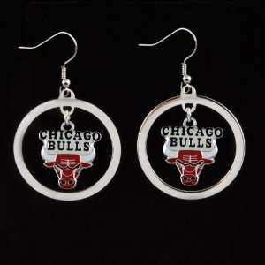  Chicago Bulls Floating Logo Hoop Earrings Sports 