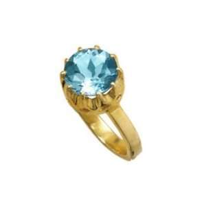 Blue Topaz Ring 14K Yellow Gold Plate on Sterling Silver 10mm Stone