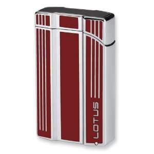 Lotus Twin Torch Flame Red and Polished Chrome Lighter 