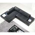 Tosh Furniture Modern Black Compact Leather Sectional Sofa