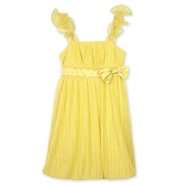 Byer Girls Strappy Dress Bubble Hem Bow Yellow 