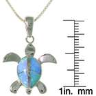  Sterling Silver Lab Created Opal Sea Turtle Necklace