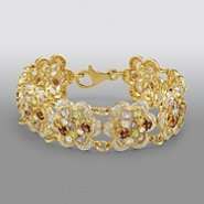 Multi Gemstone Flower Bracelet in 18K Yellow Gold Over Sterling Silver 