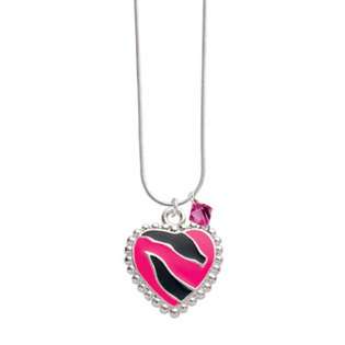 Delight Jewelry Hot Pink Enamel Zebra Print Heart Fuschia Swarovski 