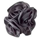 Accessories   Brooches Black Silky Rosette Brooch/Hair Clip   4x4 