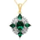 Gold over Silver Created Emerald Created White Sapphire Pendent