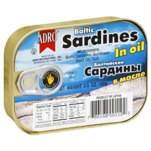  Adro, Sardine Baltic In Oil, 3.5 OZ (Pack of 18) Health 