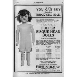  Fulper Bisque Head,Playthings Magazine,dolls,1910 1929 