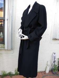  100% cashmere black long wrap style coat, sold at  