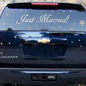 Just Married w/Stars Vinyl Car Decoration Decal Sticker  