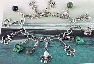 1pcs Tibetan silver Fleur de lis charm bracelet  