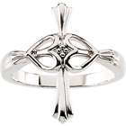 Jewelry Adviser rings 14K White .025 CT TW Diamond Cross Ring