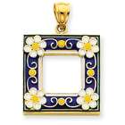 Jewelry Adviser pendants 14k Blue Enameled Picture Frame Pendant