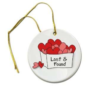  LOST AND FOUND Valentines Day 2 7/8 inch Hanging Ceramic 