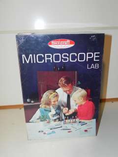 Vintage Skil Craft 1969 Microscope lab Comes in original tin Case 