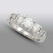2Round & Baguette Diamond Ring in 14k Gold 