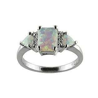   Opal and Diamond Accent Ring Sterling Silver  Jewelry Rings Gemstone