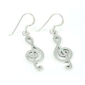  Sterling Silver Musical Note Treble Clef Earrings Jewelry