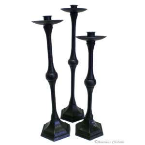   Black Cast Iron Medieval Candle Holders Candlesticks