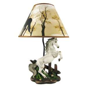  White Rearing Horse Lamp