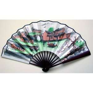  Chinese Art Painting Calligraphy Bamboo Fan Landscape 