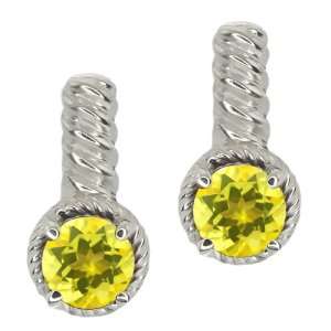   00 Ct Round Canary Mystic Topaz 18k White Gold Earrings Jewelry