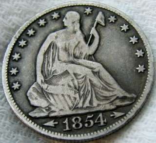   SEATED LIBERTY HALF DOLLAR 90% SILVER 50C 1854O OLD U.S. COIN  