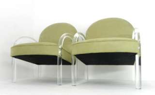 Pair of Pace Lucite Lounge Chairs Mid Century Modern  