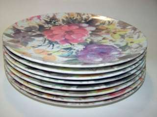   Plates Set of 8 Flowered Vintage Flower Pattern Melmac Melamine  