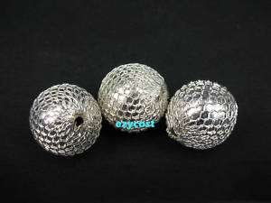 6pcs Silver Plated Copper Mesh Ball Round Beads 20mm  