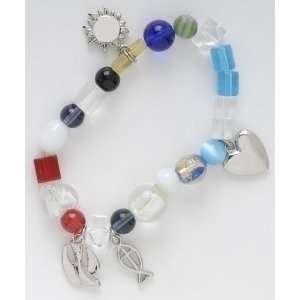  Faith Story Peace Prayer Glass Beaded Bracelet 7.5