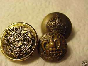 antique Gold Tone Military Buttons  