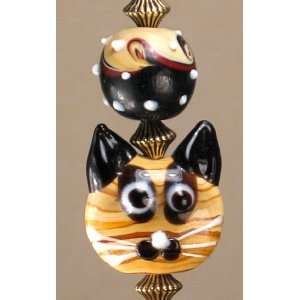  A Curious Cat Lampwork Glass and Wood Light / Ceiling Fan 