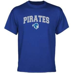  Seton Hall Pirates Royal Blue Logo Arch T shirt Sports 