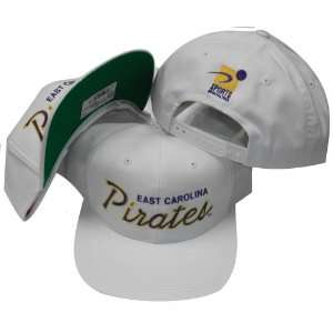   Carolina Pirates White Snapback Adjustable Plastic Snap Back Hat / Cap