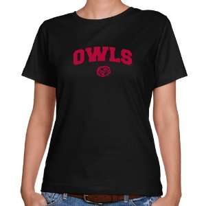 Temple Owls Ladies Black Logo Arch Classic Fit T shirt