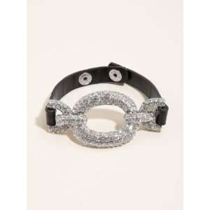  GUESS Pavé Links and Leather Bracelet, SILVER Jewelry