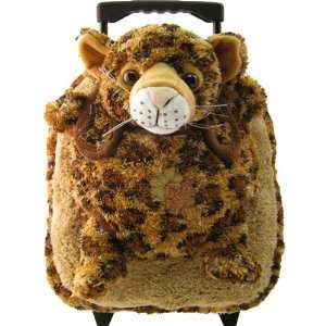  New Sweet Kids Plush Animal Leopard Rolling Backpack 