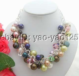 Amazing Shell Pearl&Smoky Quartz&Crystal Necklace  